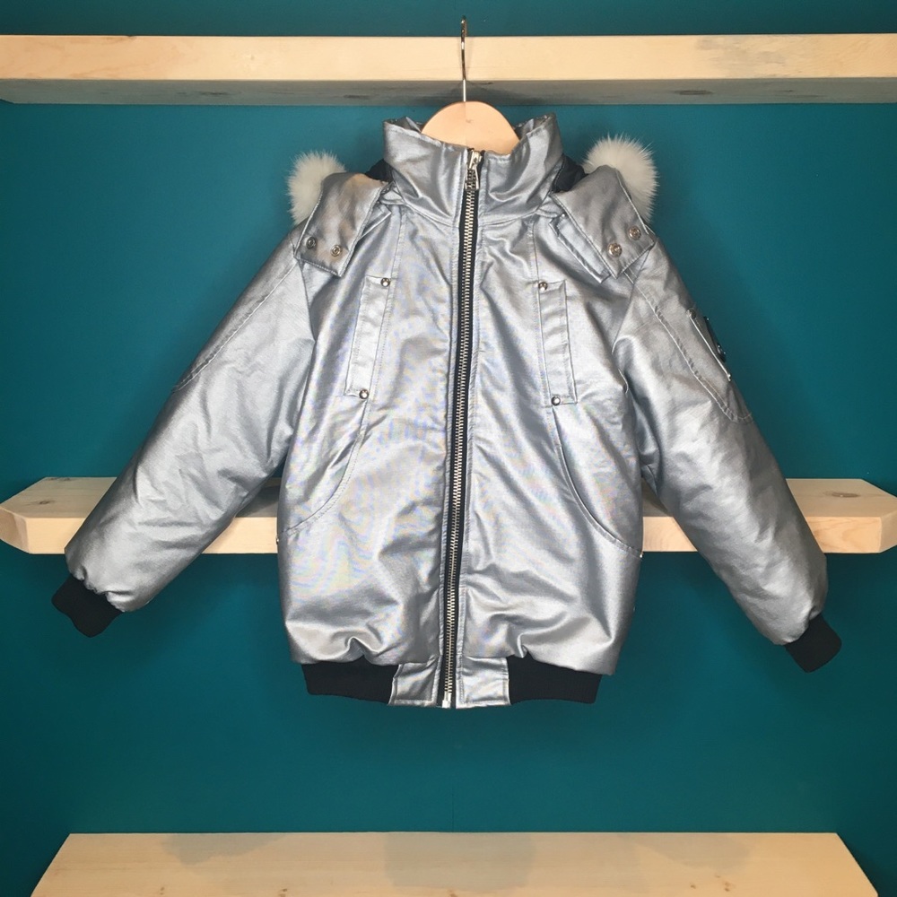 Moose Knuckles Silver Kids Puffer Jacket